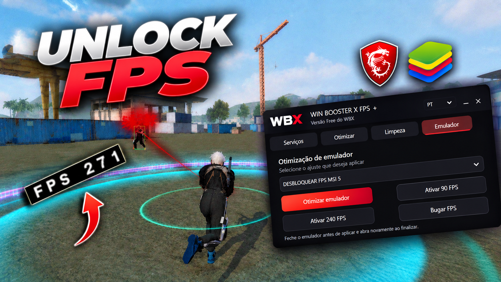 FREE FIRE PC UNLOCK FPS OB55